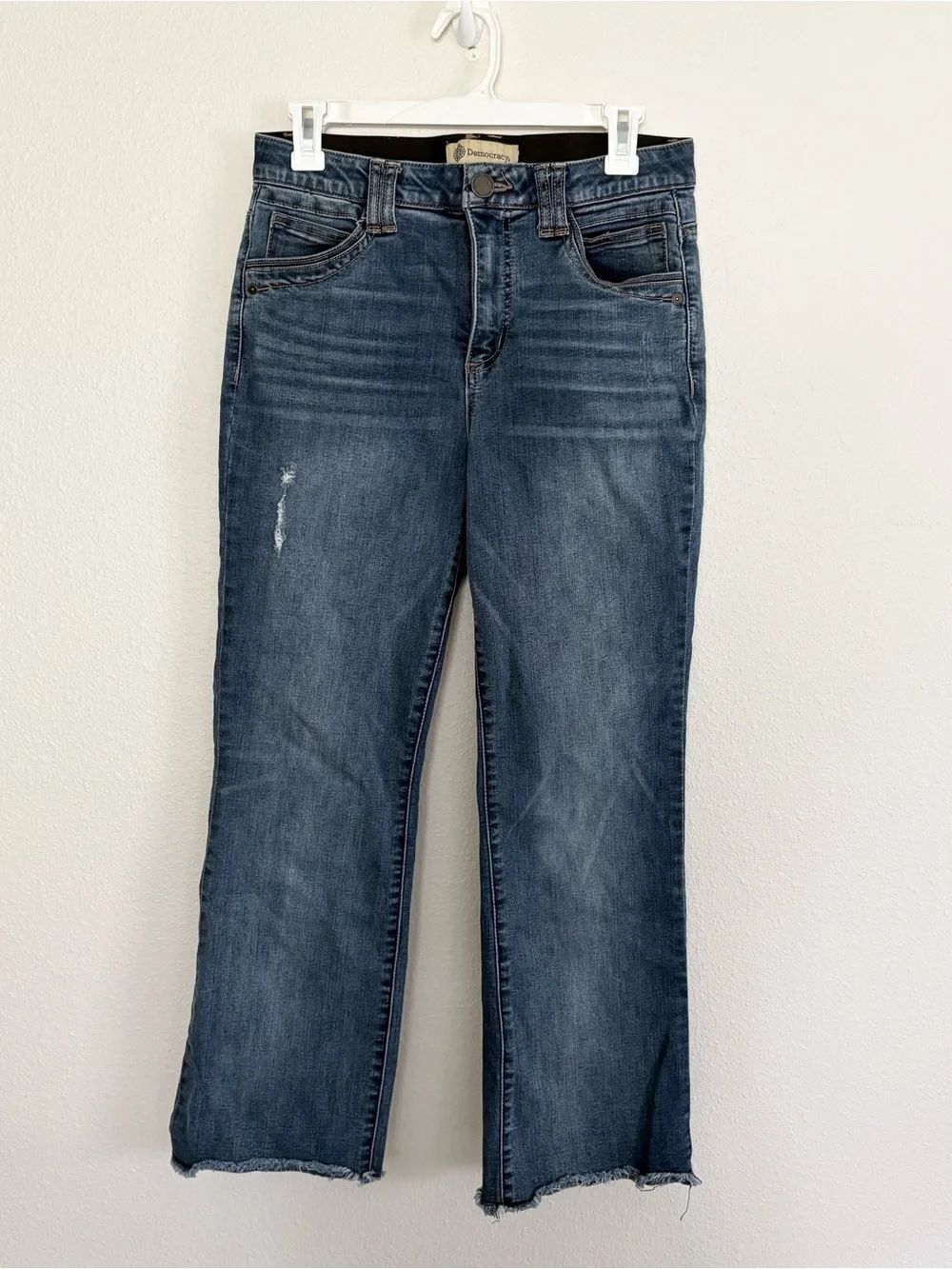 Democracy Jeans Womens Size 8 Blue Raw Hem Ab Technology Stretch Comfort
